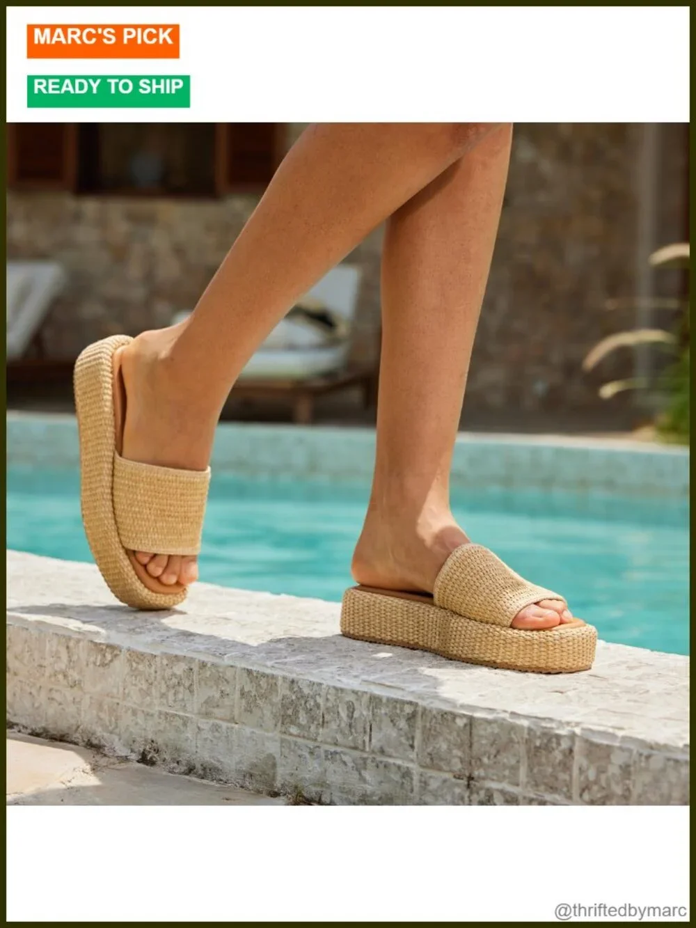 Womens Raffia Espadrille Platform Wedge Sandals Slip On Summer Beach Shoes